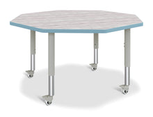 Load image into Gallery viewer, Berries® Octagon Activity Table - 48&quot; X 48&quot;, Mobile - Driftwood Gray/Coastal Blue/Gray - MMEE Distributors
