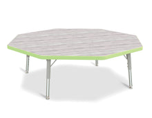 Load image into Gallery viewer, Berries® Octagon Activity Table - 48&quot; X 48&quot;, T-height - Driftwood Gray/Key Lime/Gray - MMEE Distributors
