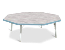 Load image into Gallery viewer, Berries® Octagon Activity Table - 48&quot; X 48&quot;, T-height - Driftwood Gray/Coastal Blue/Gray - MMEE Distributors
