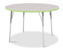 Load image into Gallery viewer, Berries® Round Activity Table - 48&quot; Diameter, A-height - Driftwood Gray/Key Lime/Gray - MMEE Distributors
