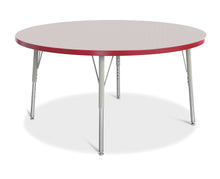 Load image into Gallery viewer, Berries® Round Activity Table - 48&quot; Diameter, E-height - Gray/Red/Gray - MMEE Distributors

