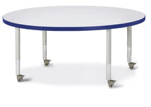 Load image into Gallery viewer, Berries® Round Activity Table - 48&quot; Diameter, Mobile - Gray/Blue/Gray - MMEE Distributors
