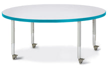 Load image into Gallery viewer, Berries® Round Activity Table - 48&quot; Diameter, Mobile - Gray/Teal/Gray - MMEE Distributors
