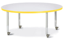 Load image into Gallery viewer, Berries® Round Activity Table - 48&quot; Diameter, Mobile - Gray/Yellow/Gray - MMEE Distributors
