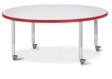 Load image into Gallery viewer, Berries® Round Activity Table - 48&quot; Diameter, Mobile - Gray/Red/Gray - MMEE Distributors
