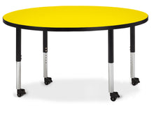 Load image into Gallery viewer, Berries® Round Activity Table - 48&quot; Diameter, Mobile - Yellow/Black/Black - MMEE Distributors
