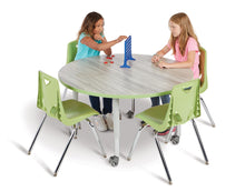 Load image into Gallery viewer, Berries® Round Activity Table - 48&quot; Diameter, Mobile - Driftwood Gray/Key Lime/Gray - MMEE Distributors
