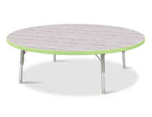 Load image into Gallery viewer, Berries® Round Activity Table - 48&quot; Diameter, T-height - Driftwood Gray/Key Lime/Gray - MMEE Distributors
