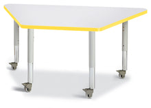 Load image into Gallery viewer, Berries® Trapezoid Activity Tables - 24&quot; X 48&quot;, Mobile - Gray/Yellow/Gray - MMEE Distributors
