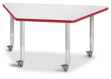 Load image into Gallery viewer, Berries® Trapezoid Activity Tables - 24&quot; X 48&quot;, Mobile - Gray/Red/Gray - MMEE Distributors

