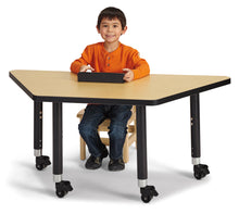 Load image into Gallery viewer, Berries® Trapezoid Activity Tables - 24&quot; X 48&quot;, Mobile - Maple/Black/Black - MMEE Distributors

