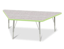 Load image into Gallery viewer, Berries® Trapezoid Activity Table - 30&quot; X 60&quot;, E-height - Driftwood Gray/Key Lime/Gray - MMEE Distributors
