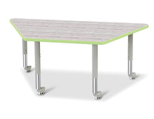 Load image into Gallery viewer, Berries® Trapezoid Activity Table - 30&quot; X 60&quot;, Mobile - Driftwood Gray/Key Lime/Gray - MMEE Distributors
