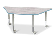 Load image into Gallery viewer, Berries® Trapezoid Activity Table - 30&quot; X 60&quot;, Mobile - Driftwood Gray/Coastal Blue/Gray - MMEE Distributors
