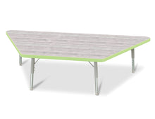 Load image into Gallery viewer, Berries® Trapezoid Activity Table - 30&quot; X 60&quot;, T-height - Driftwood Gray/Key Lime/Gray - MMEE Distributors
