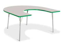 Load image into Gallery viewer, Berries® Horseshoe Activity Table - 66&quot; X 60&quot;, A-height - Gray/Green/Gray - MMEE Distributors
