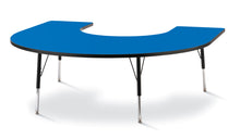 Load image into Gallery viewer, Berries® Horseshoe Activity Table - 66&quot; X 60&quot;, A-height - Blue/Black/Black - MMEE Distributors
