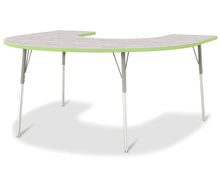 Load image into Gallery viewer, Berries® Horseshoe Activity Table - 60&quot; X 66&quot;, A-height - Driftwood Gray/Key Lime/Gray - MMEE Distributors
