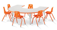 Load image into Gallery viewer, Berries® Horseshoe Activity Table - 66&quot; X 60&quot;, E-height - Gray/Orange/Gray - MMEE Distributors
