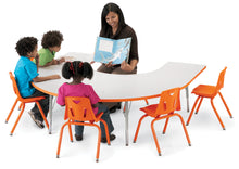 Load image into Gallery viewer, Berries® Horseshoe Activity Table - 66&quot; X 60&quot;, E-height - Gray/Orange/Gray - MMEE Distributors
