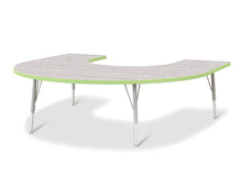 Load image into Gallery viewer, Berries® Horseshoe Activity Table - 60&quot; X 66&quot;, E-height - Driftwood Gray/Key Lime/Gray - MMEE Distributors
