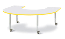 Load image into Gallery viewer, Berries® Horseshoe Activity Table - 66&quot; X 60&quot;, Mobile - Gray/Yellow/Gray - MMEE Distributors

