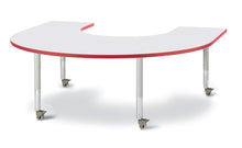 Load image into Gallery viewer, Berries® Horseshoe Activity Table - 66&quot; X 60&quot;, Mobile - Gray/Red/Gray - MMEE Distributors
