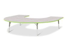 Load image into Gallery viewer, Berries® Horseshoe Activity Table - 60&quot; X 66&quot;, T-height - Driftwood Gray/Key Lime/Gray - MMEE Distributors
