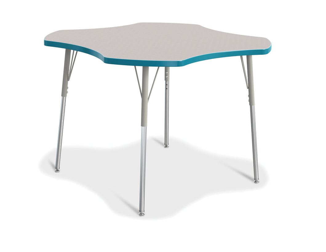 Berries® Four Leaf Activity Table, A-height - Gray/Teal/Gray - MMEE Distributors