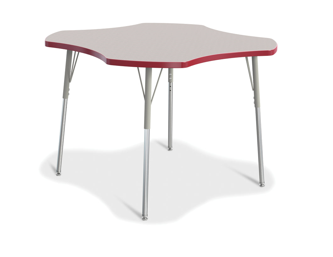 Berries® Four Leaf Activity Table, A-height - Gray/Red/Gray - MMEE Distributors