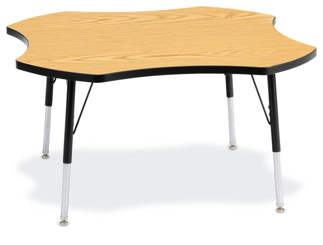 Berries® Four Leaf Activity Table, A-height - Oak/Black/Black - MMEE Distributors
