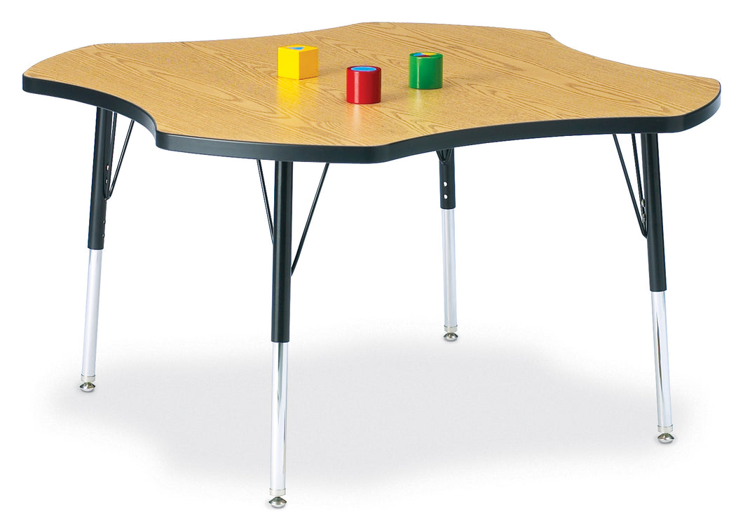 Berries® Four Leaf Activity Table, E-height - Oak/Black/Black - MMEE Distributors