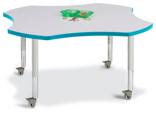 Berries® Four Leaf Activity Table, Mobile - Gray/Teal/Gray - MMEE Distributors