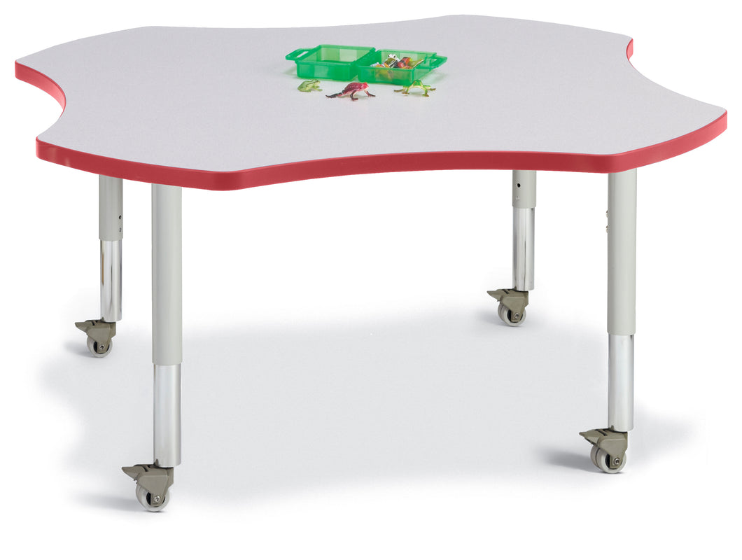 Berries® Four Leaf Activity Table, Mobile - Gray/Red/Gray - MMEE Distributors
