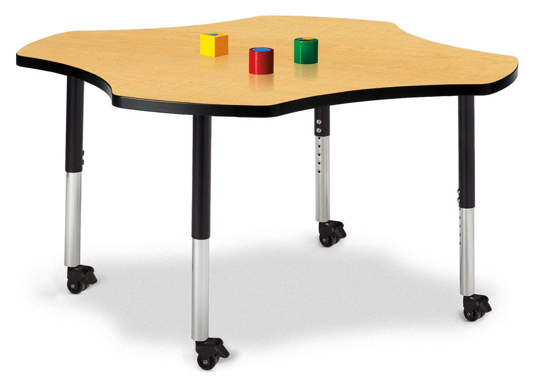 Berries® Four Leaf Activity Table, Mobile - Maple/Black/Black - MMEE Distributors