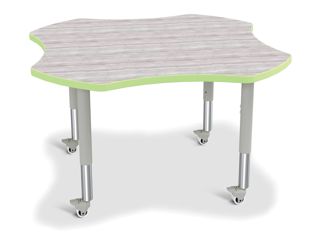 Berries® Four Leaf Activity Table - Mobile - Driftwood Gray/Key Lime/Gray - MMEE Distributors