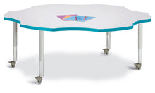 Load image into Gallery viewer, Berries® Six Leaf Activity Table - 60&quot;, Mobile - Gray/Teal/Gray - MMEE Distributors
