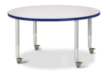 Load image into Gallery viewer, Berries® Round Activity Table - 42&quot; Diameter, Mobile - Gray/Blue/Gray - MMEE Distributors
