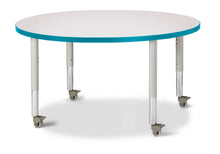 Load image into Gallery viewer, Berries® Round Activity Table - 42&quot; Diameter, Mobile - Gray/Teal/Gray - MMEE Distributors
