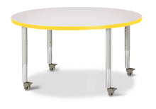 Load image into Gallery viewer, Berries® Round Activity Table - 42&quot; Diameter, Mobile - Gray/Yellow/Gray - MMEE Distributors
