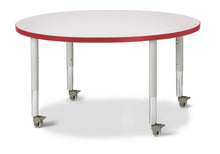 Load image into Gallery viewer, Berries® Round Activity Table - 42&quot; Diameter, Mobile - Gray/Purple/Gray - MMEE Distributors

