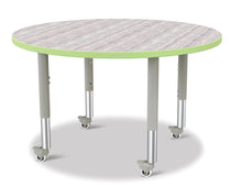Load image into Gallery viewer, Berries® Round Activity Table - 42&quot; Diameter, Mobile - Driftwood Gray/Key Lime/Gray - MMEE Distributors
