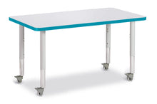 Load image into Gallery viewer, Berries® Rectangle Activity Table - 24&quot; X 36&quot;, Mobile - Gray/Teal/Gray - MMEE Distributors
