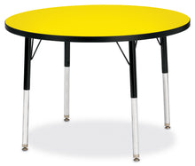 Load image into Gallery viewer, Berries® Round Activity Table - 36&quot; Diameter, A-height - Yellow/Black/Black - MMEE Distributors
