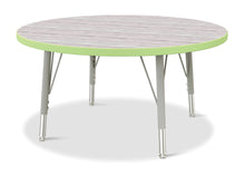 Load image into Gallery viewer, Berries® Round Activity Table - 36&quot; Diameter, E-height - Driftwood Gray/Key Lime/Gray - MMEE Distributors
