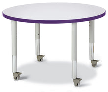 Load image into Gallery viewer, Berries® Round Activity Table - 36&quot; Diameter, Mobile - Gray/Purple/Gray - MMEE Distributors
