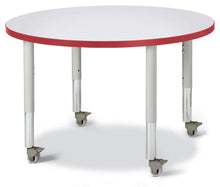 Load image into Gallery viewer, Berries® Round Activity Table - 36&quot; Diameter, Mobile - Gray/Red/Gray - MMEE Distributors
