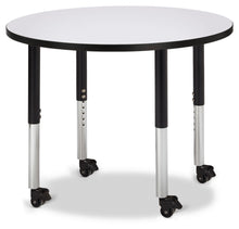 Load image into Gallery viewer, Berries® Round Activity Table - 36&quot; Diameter, Mobile - Gray/Black/Black - MMEE Distributors
