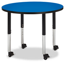 Load image into Gallery viewer, Berries® Round Activity Table - 36&quot; Diameter, Mobile - Blue/Black/Black - MMEE Distributors
