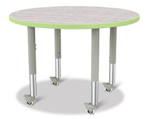 Load image into Gallery viewer, Berries® Round Activity Table - 36&quot; Diameter, Mobile - Driftwood Gray/Key Lime/Gray - MMEE Distributors
